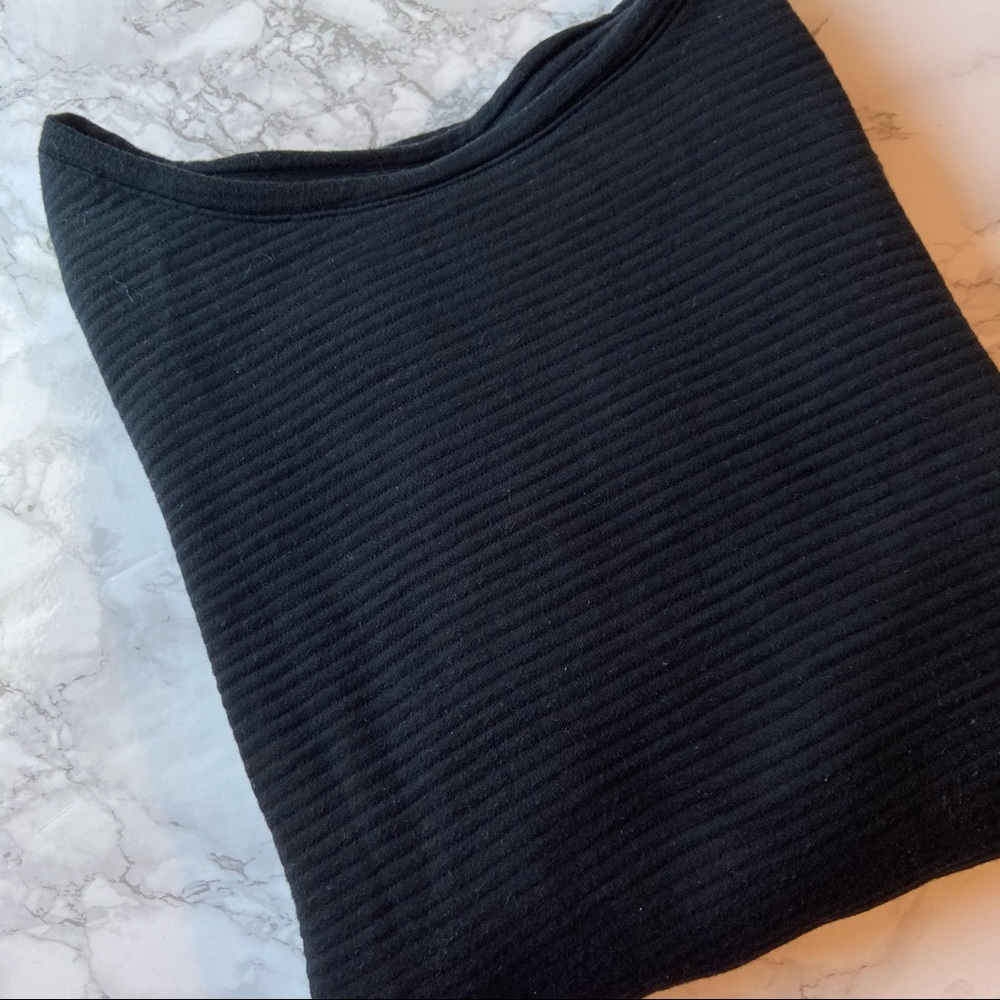 Merona Black Textured Side Zipper Long Sleeve Top